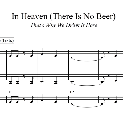 In Heaven (There Is No Beer) Polka - Rhythm/Vocal Lead Sheet plus 2 Horns (Trumpet, Tenor Sax)