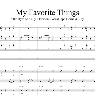 My Favorite Things - In the style of Kelly Clarkson - 3 Horns and Rhythm accmpt