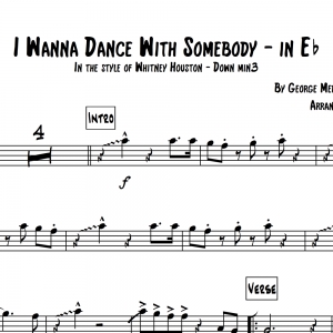 I Wanna Dance With Somebody - Whitney Houston - 3-piece horn chart (Tpt, Tenor, Bone) - IN E-FLAT